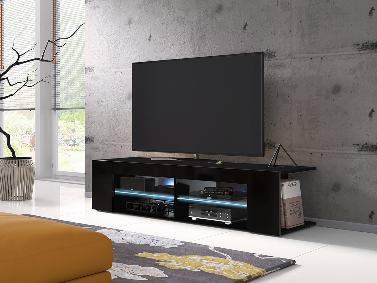 TV galds Ver (Melns + Glancēts melns)