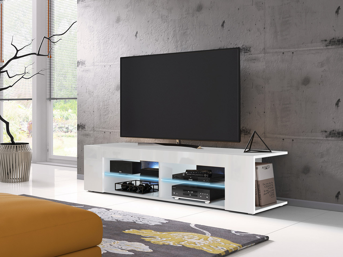 TV galds Ver I (Balts + Glancēts balts)