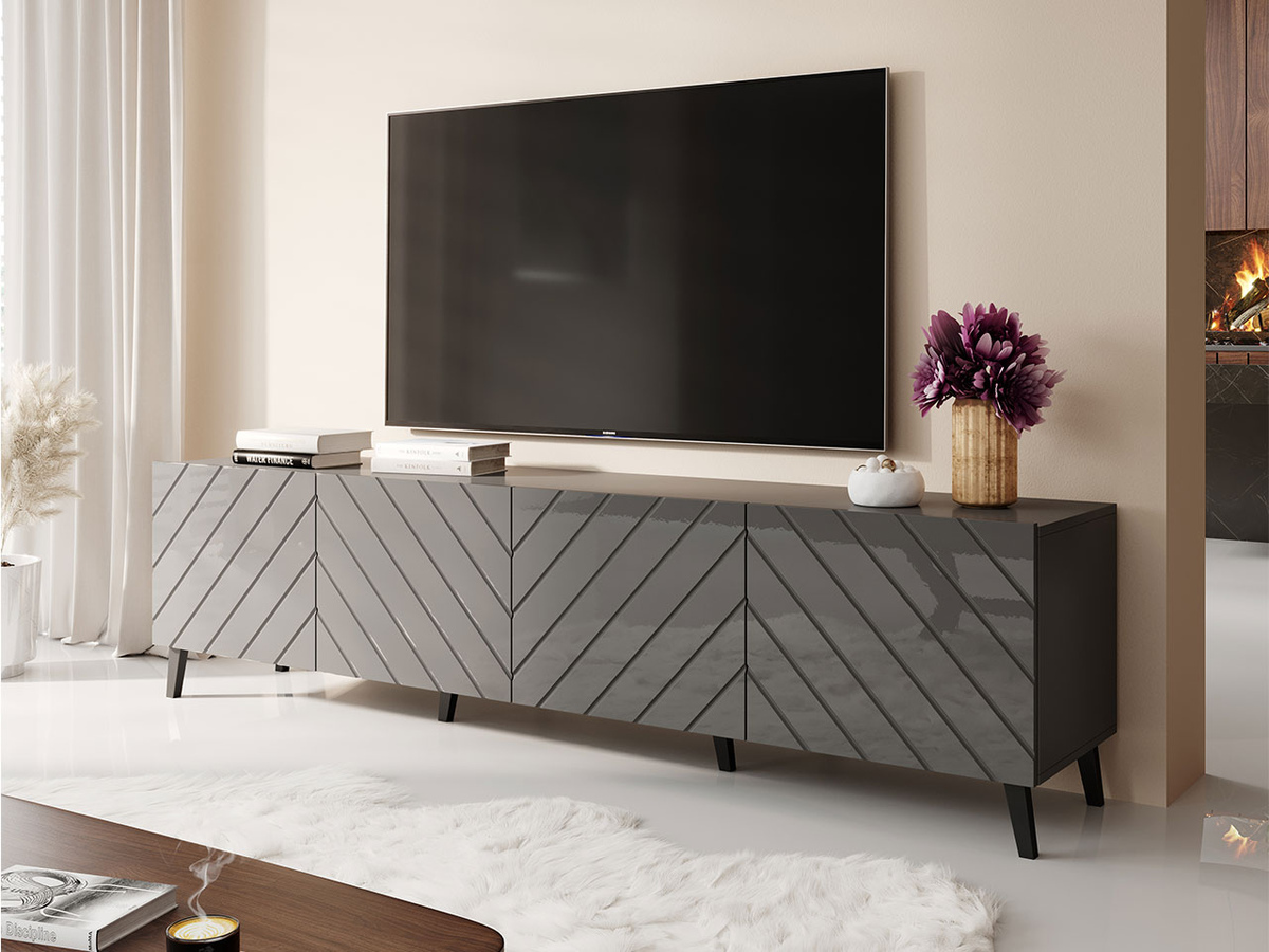 TV galds Charlotte 145 (Grafīts + Glancēts grafīts)