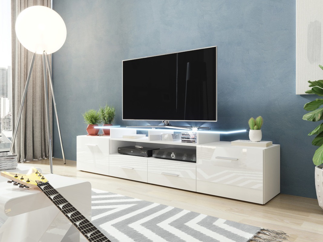 TV galds Charlotte 117 (Balts + Glancēts balts)
