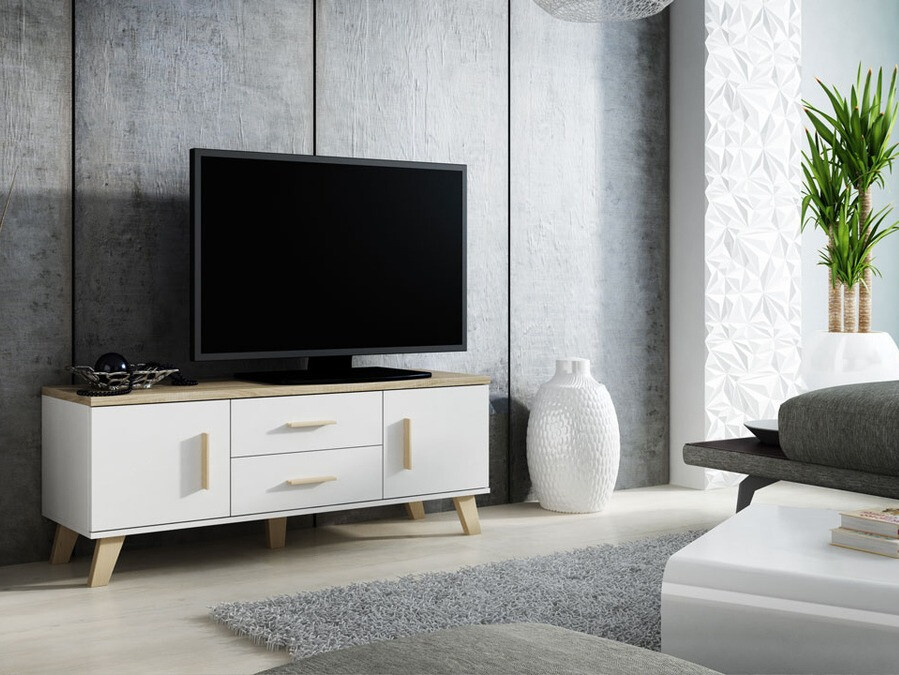TV galds Larfloi 103 (Balts + Sonomas ozols)