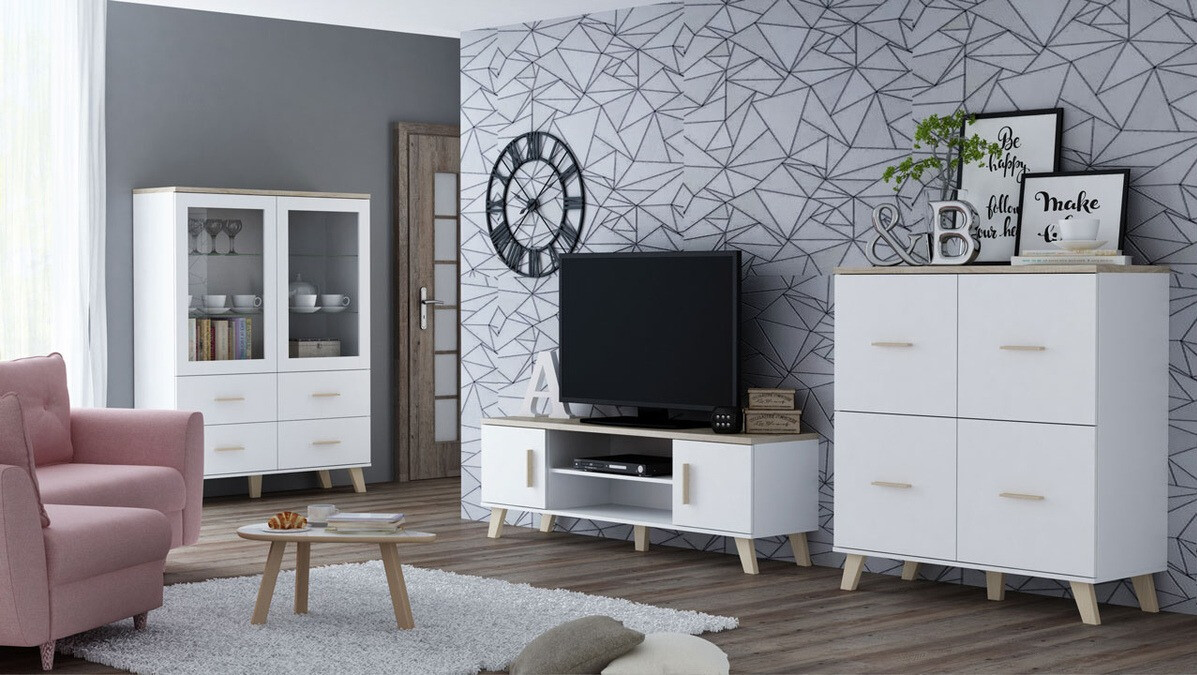 Skapis Larfloi 105 (Balts + Sonomas ozols)