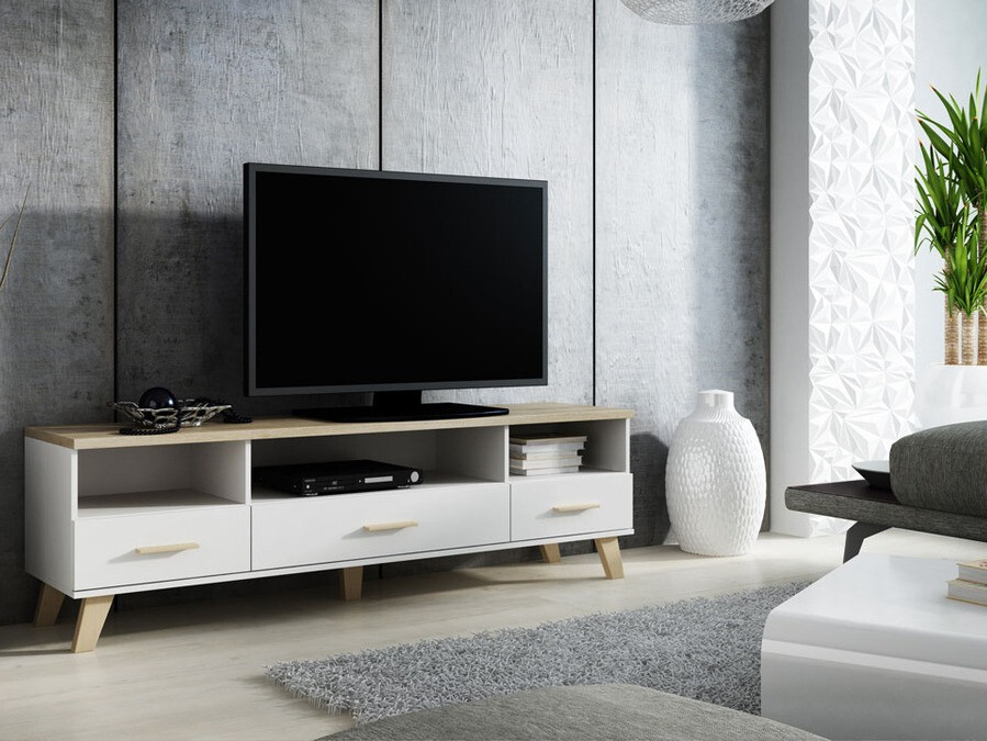 TV galds Larfloi 109 (Balts + Sonomas ozols)