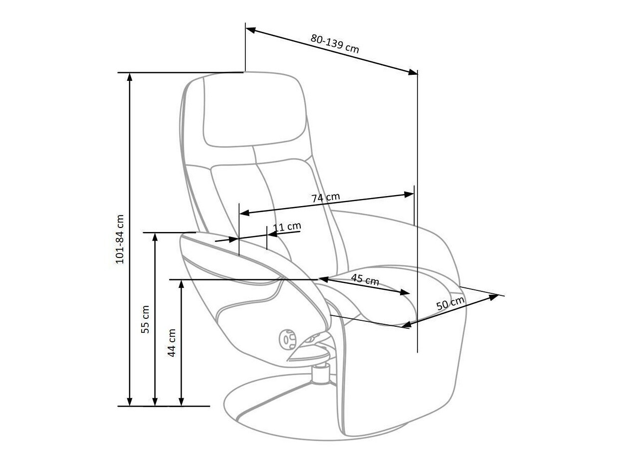 Atpūtas krēsls reglainer Houston 492 (Pelēks)