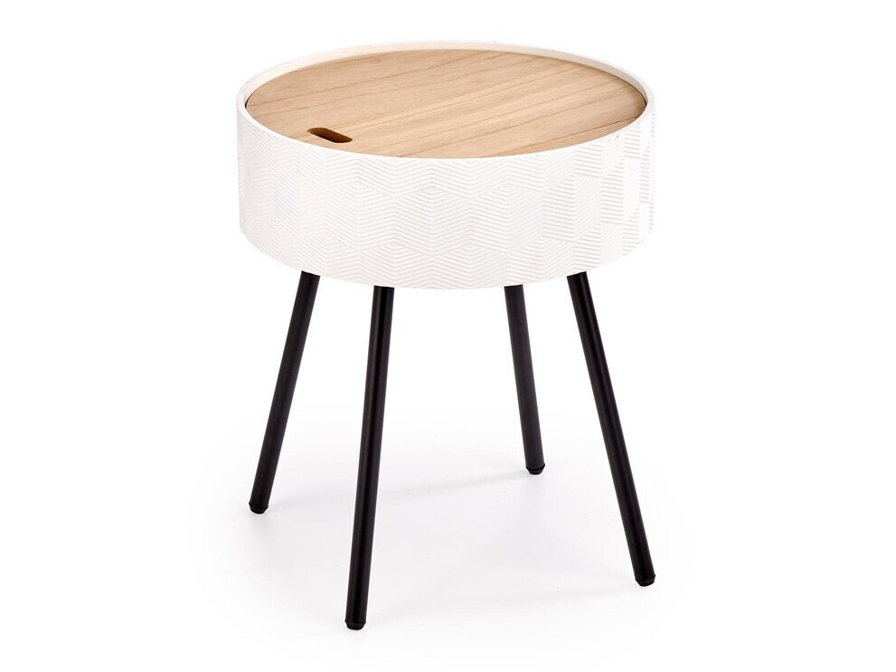 Kafijas galdiņš Houston 606 (Balts + Gaišs koks + Melns)