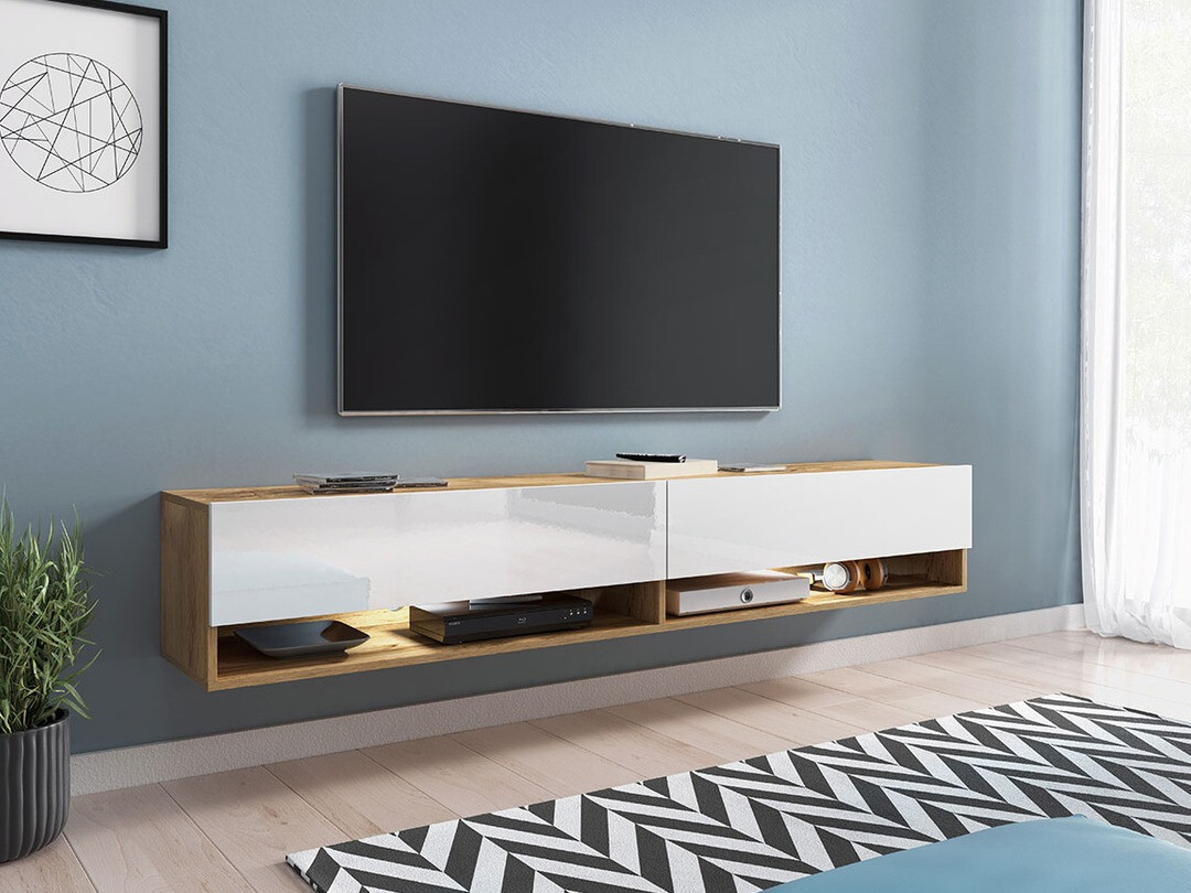 TV galds Sarasota 119 (Votan ozols + Glancēts balts)