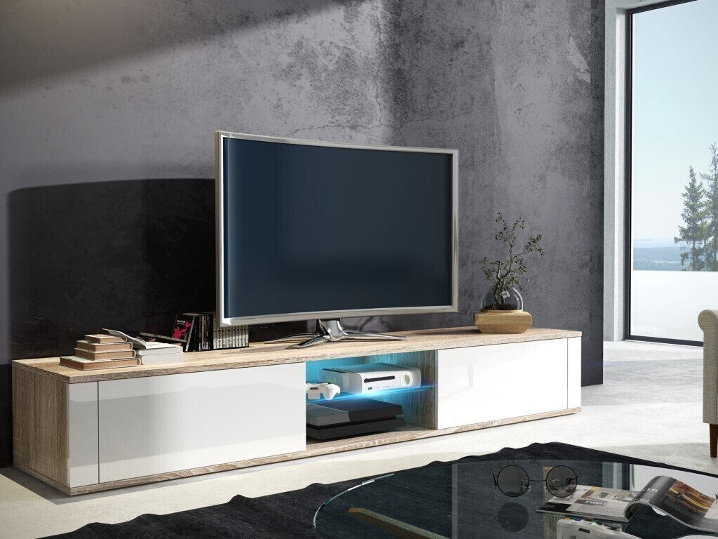TV galds Gilroy 107 (Sonomas ozols + Glancēts balts)