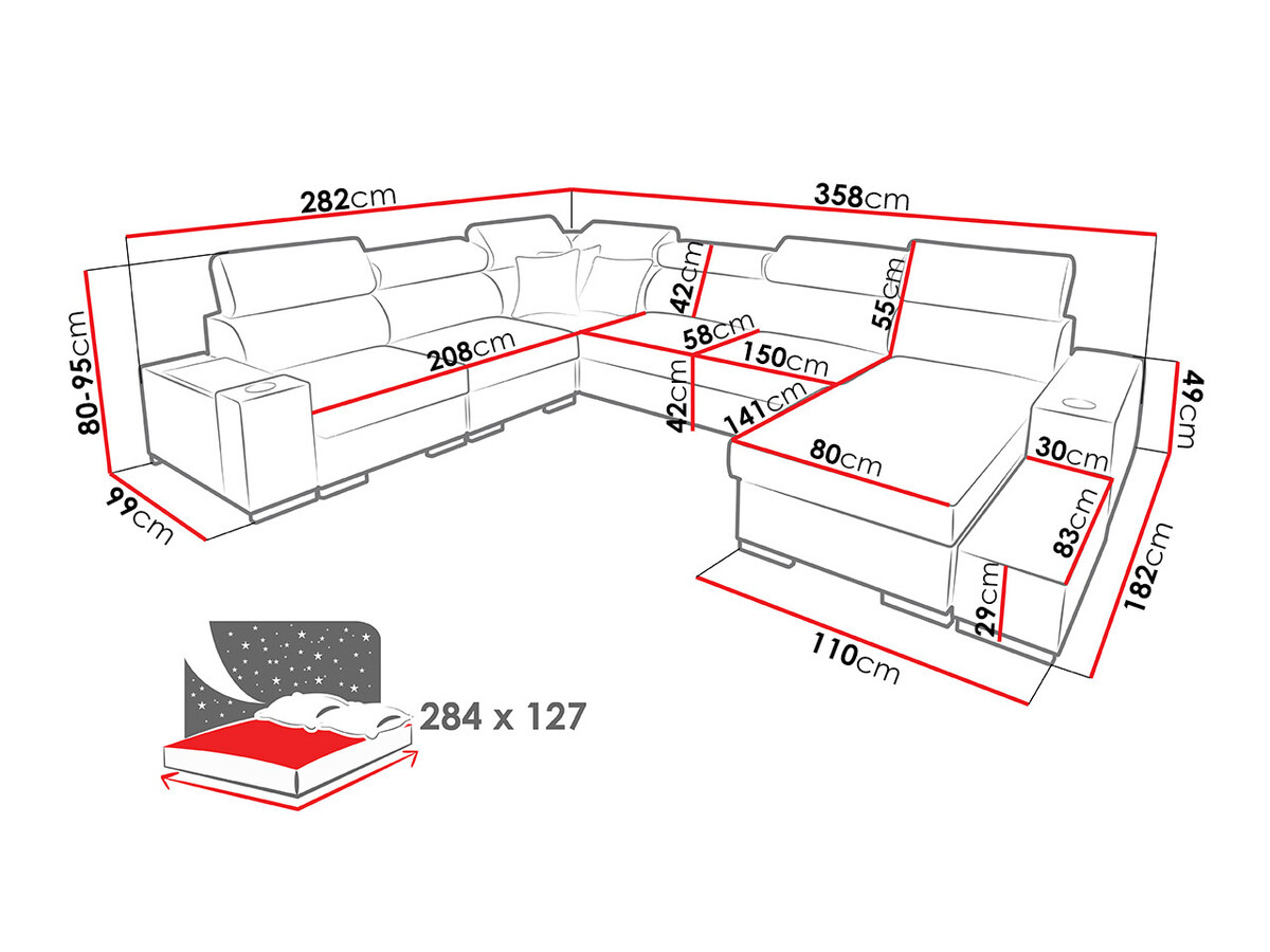 Stūra dīvāns Pearland 105 (Ekj 01 + Luxo 6601 + Evo 32)