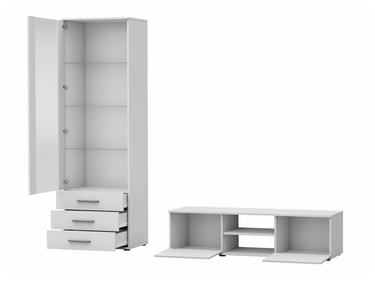 Viesistabas komplekts Tornola 110 (Balts + Glancēts balts)