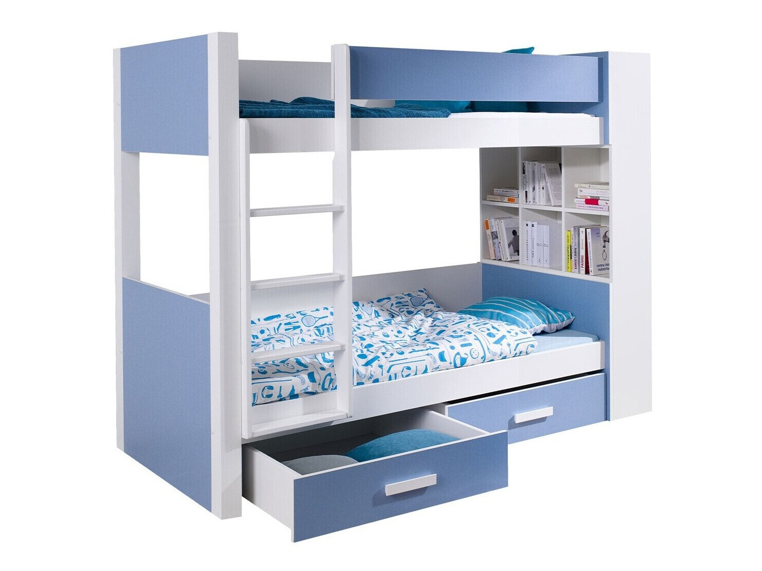Divstāvu gulta Henderson 141 (Balts + Zils)