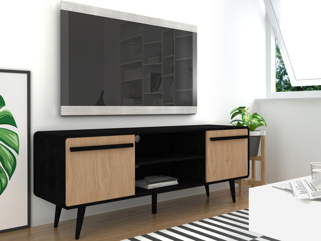 TV galds Denton 359 (Melns + Ozols)