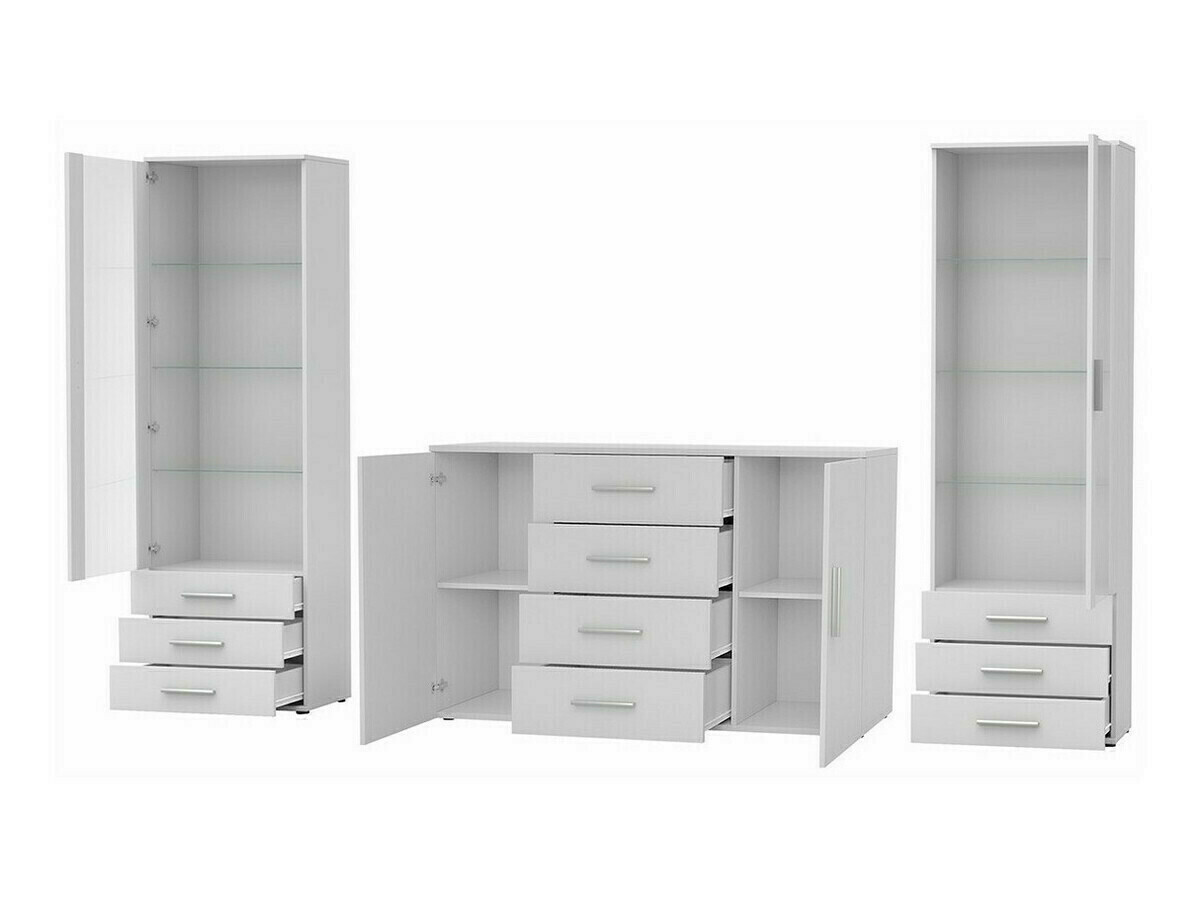 Viesistabas komplekts Tornola 112 (Balts + Glancēts balts)