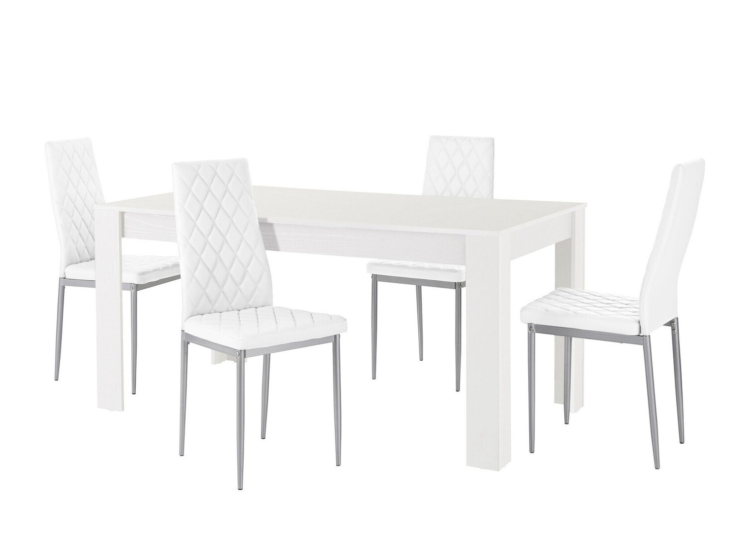 Ēdamistabas komplekts Denton 599 (Balts + Sudraba)