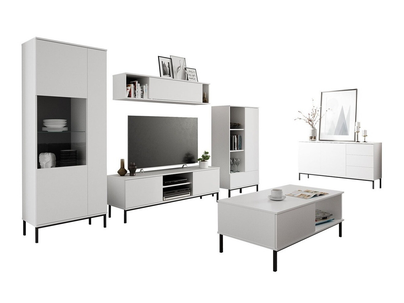 Viesistabas komplekts Lomsore 107 (Balts)