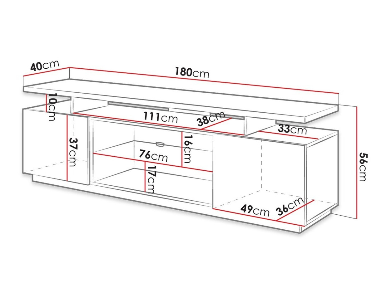TV galds Figura (Balts + Glancēts balts)