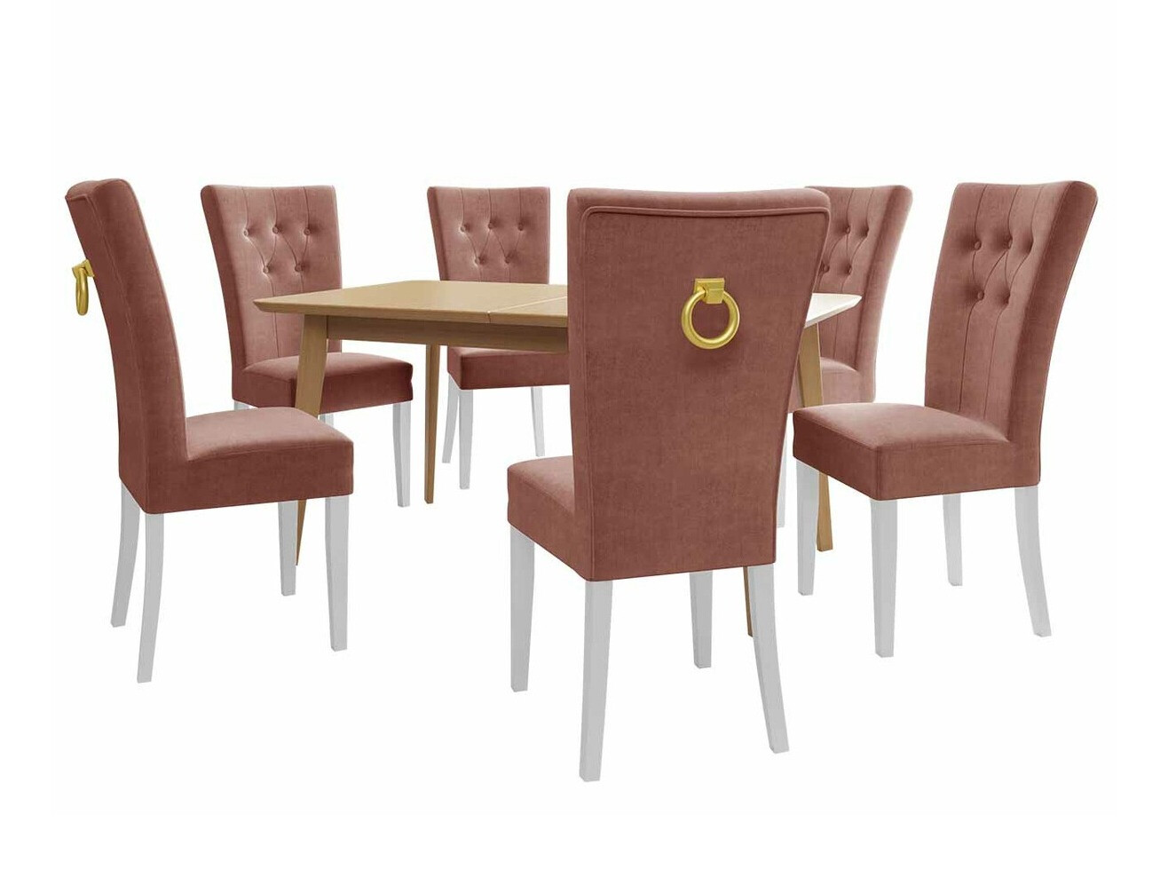 Ēdamistabas komplekts Racine 144 (Balts + Magic Velvet 2258)