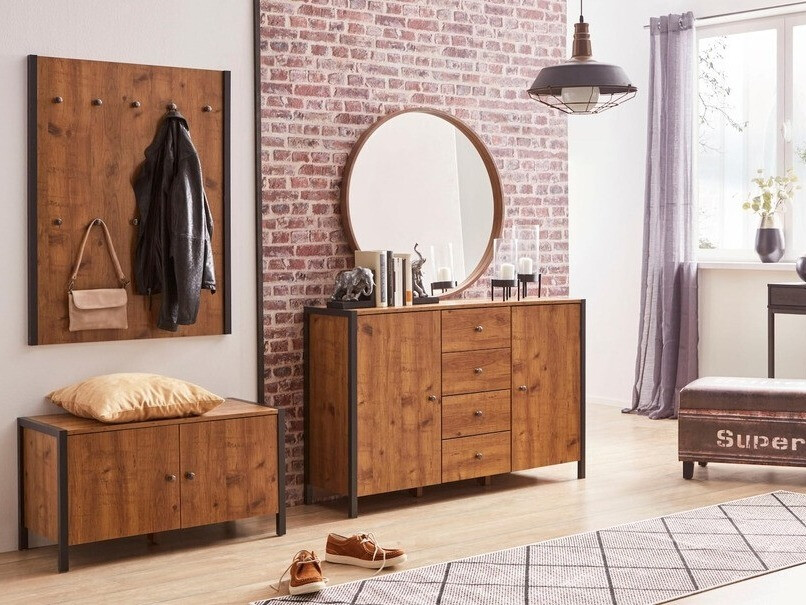 Kumode Larnovo 103 (Tumšs ozols + Melns)