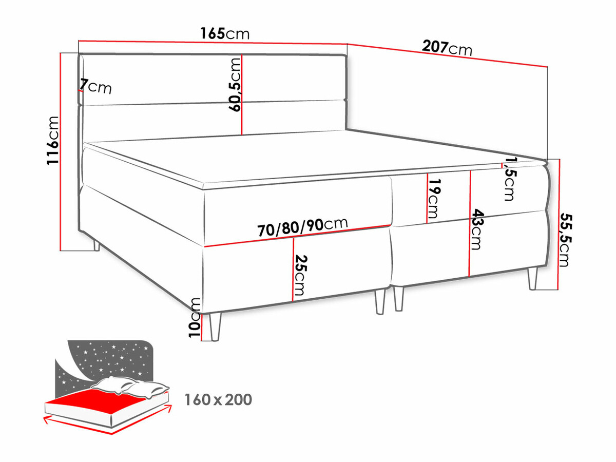 Kontinentālā gulta Memphis 135 (Itaka 10)