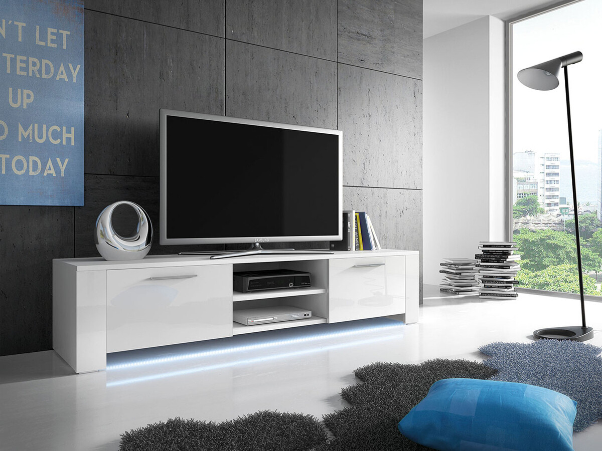 TV galds Uva II (Balts + Glancēts balts)