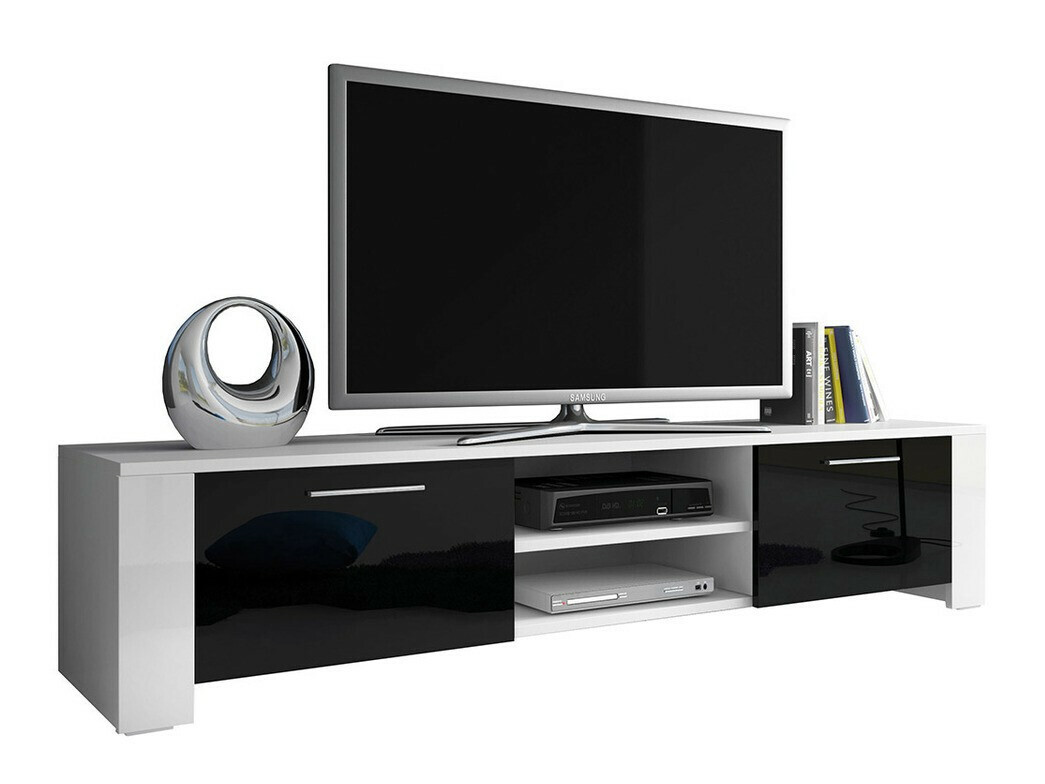 TV galds Uva II (Balts + Glancēts melns)