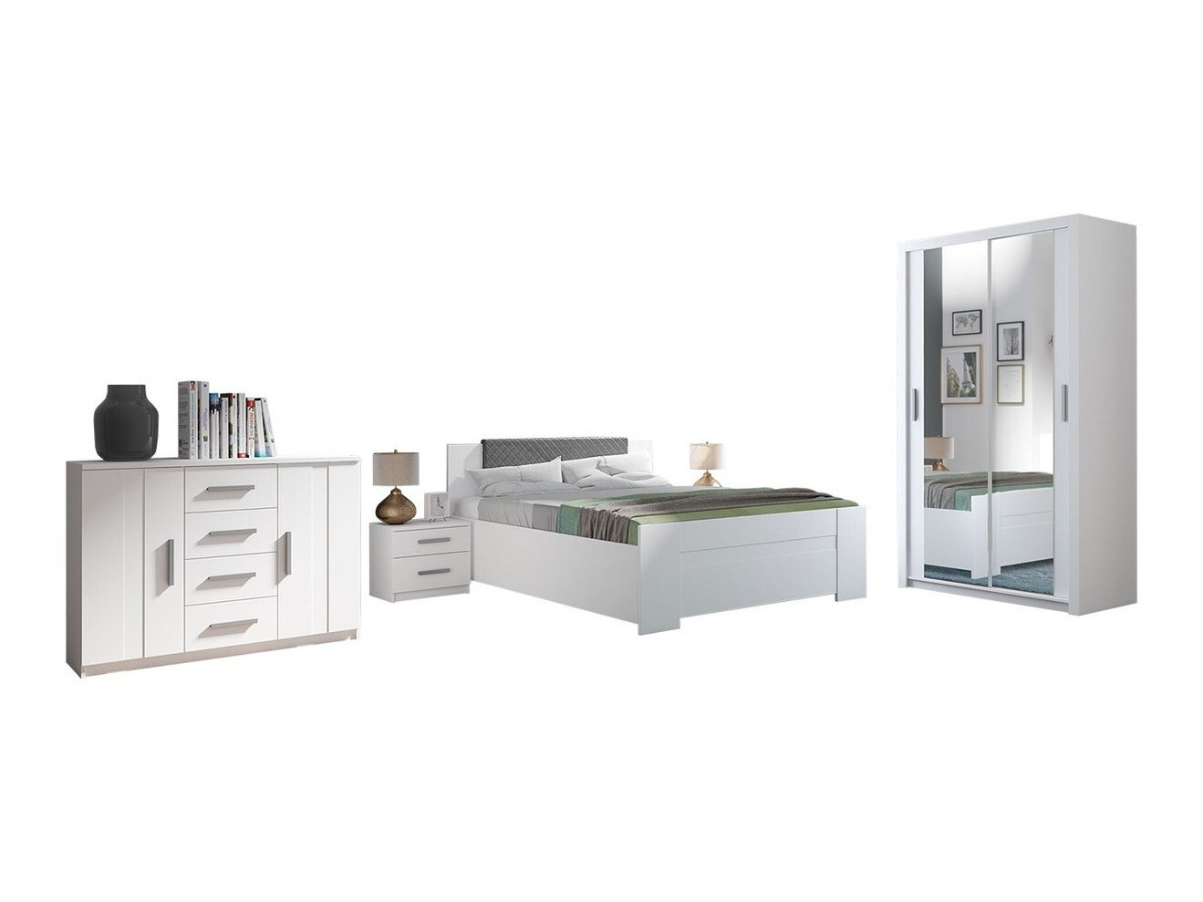Guļamistabas komplekts Catromi 112 (Balts + Soft Pik 029)