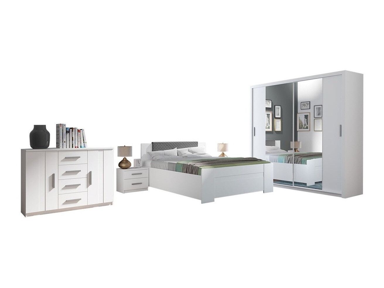 Guļamistabas komplekts Catromi 115 (Balts + Soft Pik 029)