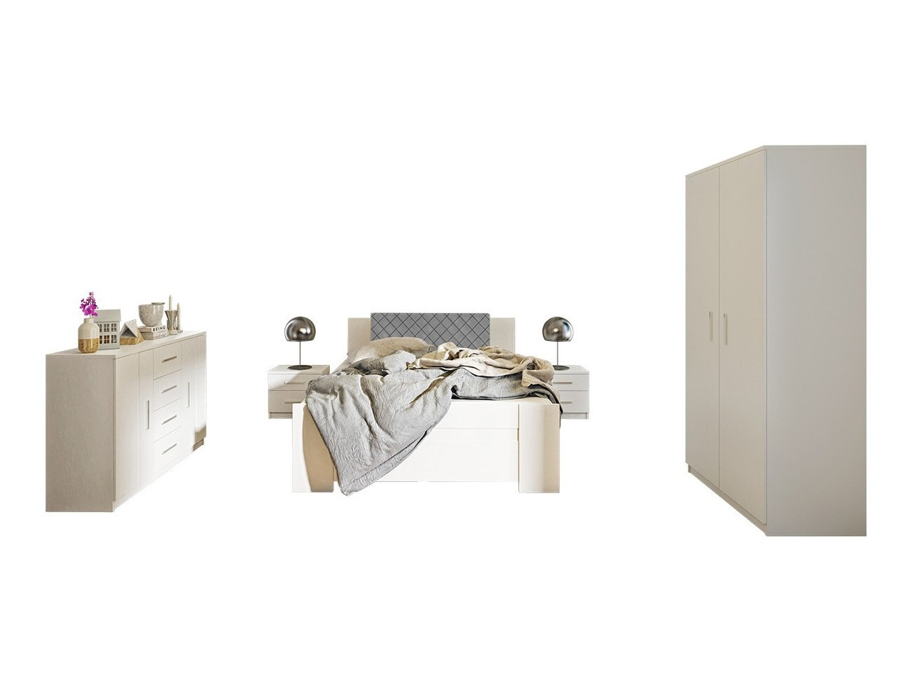 Guļamistabas komplekts Catromi 122 (Balts + Soft Pik 029)