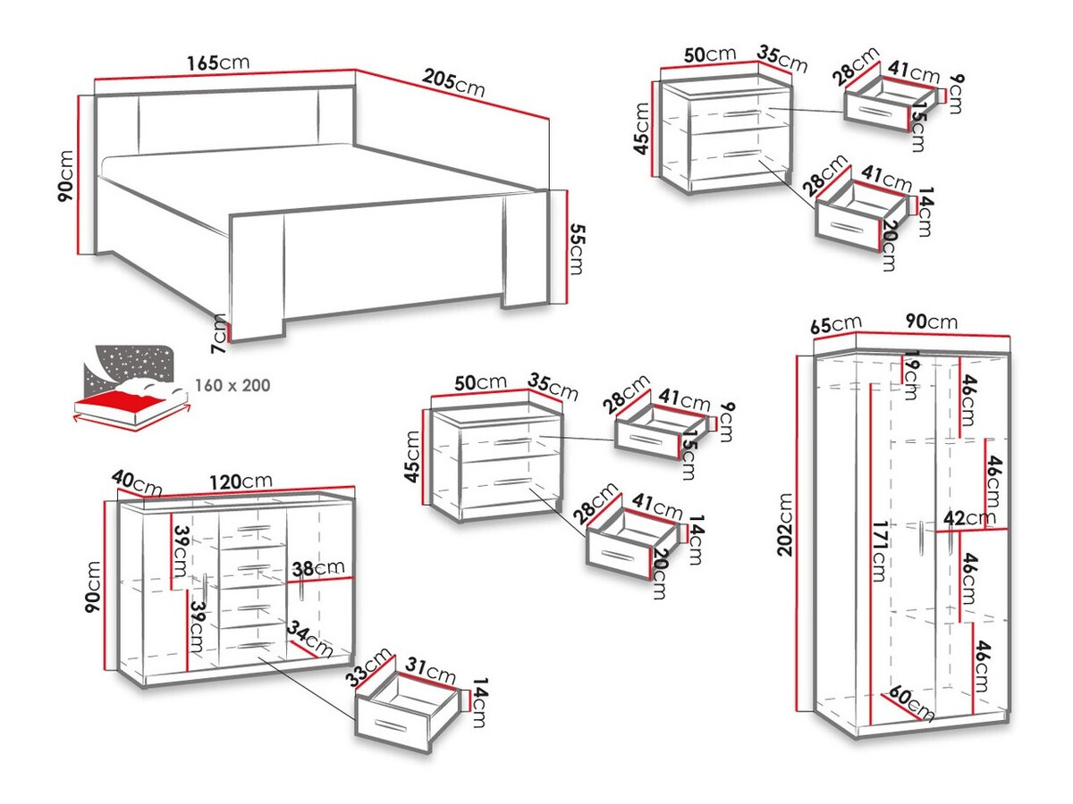 Guļamistabas komplekts Catromi 122 (Balts + Soft Pik 029)