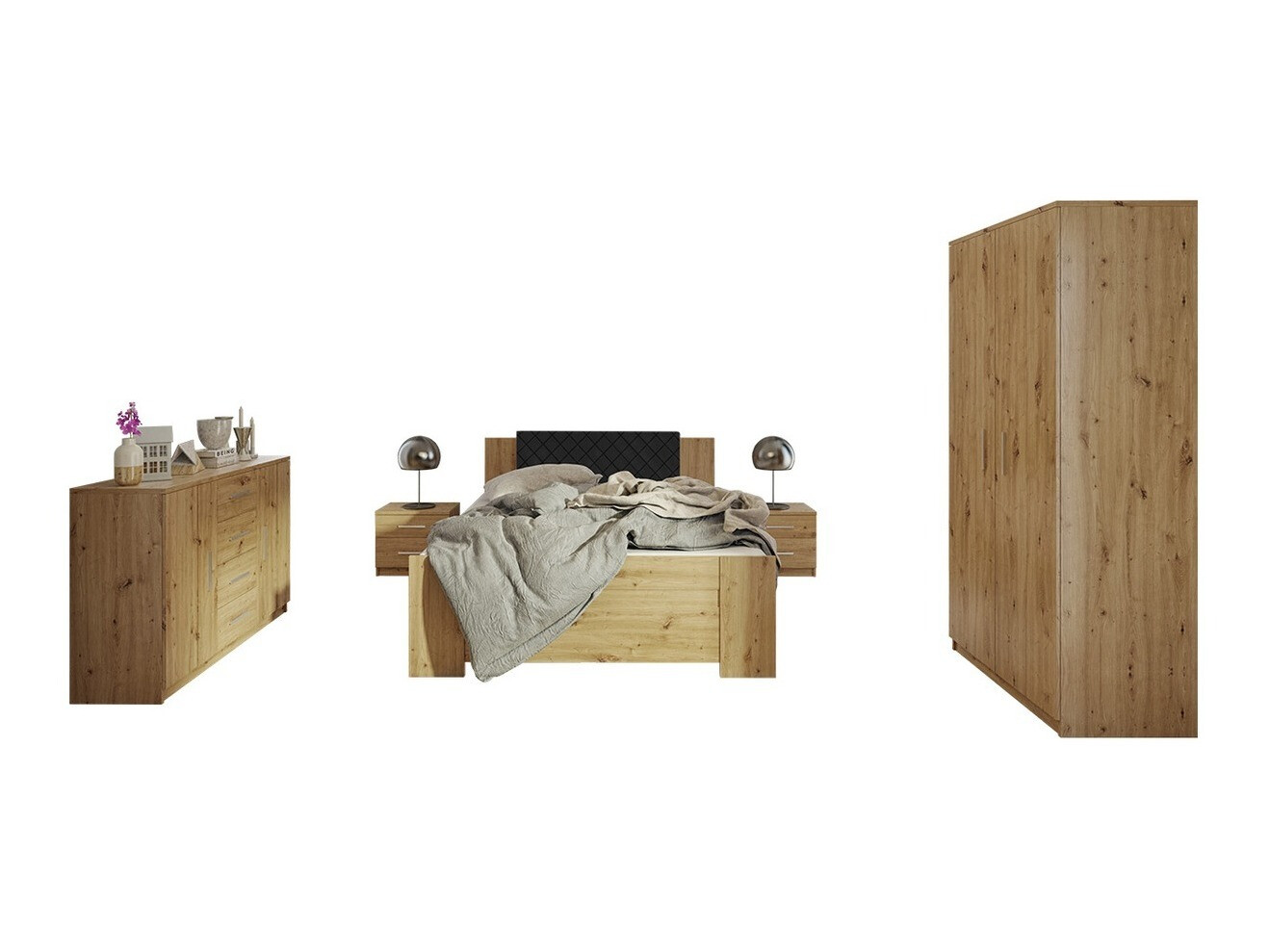 Guļamistabas komplekts Catromi 122 (Artisan ozols + Soft Pik 011)