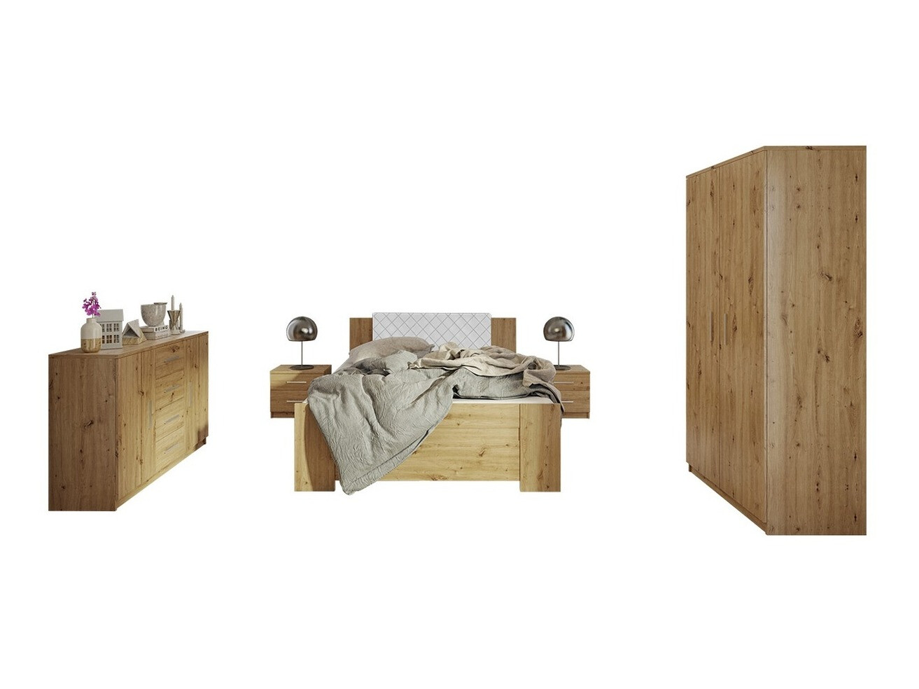 Guļamistabas komplekts Catromi 122 (Artisan ozols + Soft Pik 017)