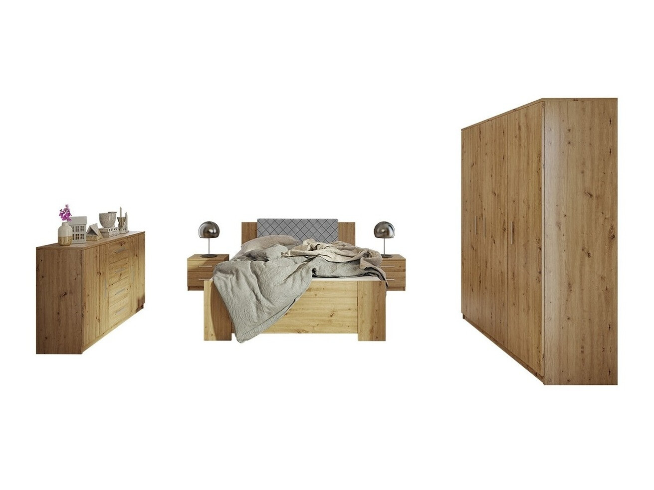 Guļamistabas komplekts Catromi 123 (Artisan ozols + Soft Pik 029)