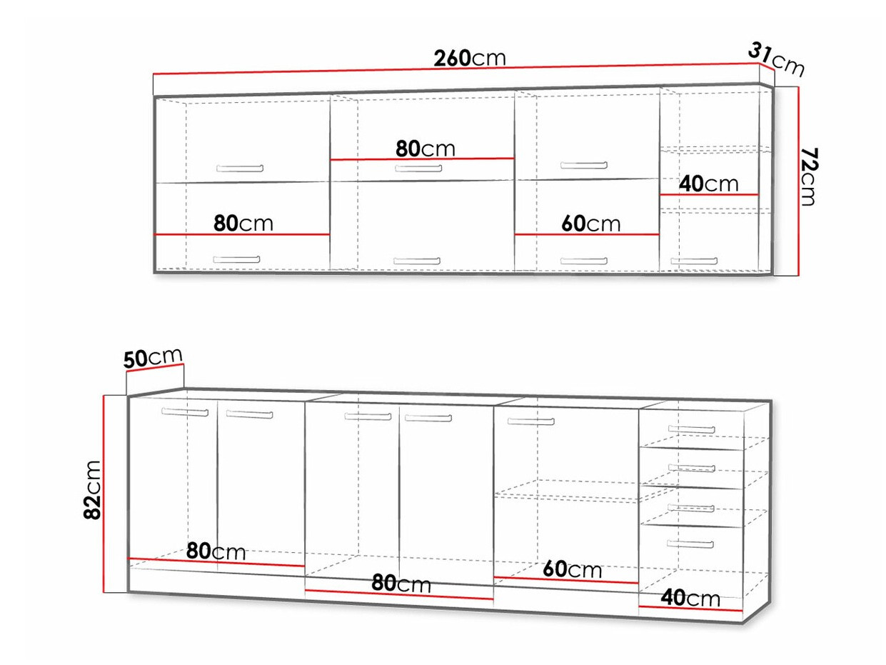 Moduļu virtuves komplekts Multi Grey 123
