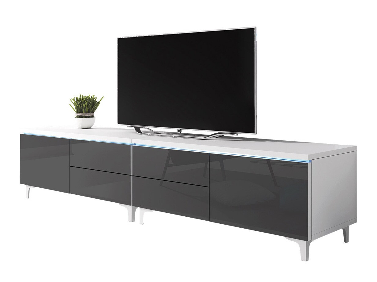 TV galds Hortus I (Balts + Glancēts pelēks)