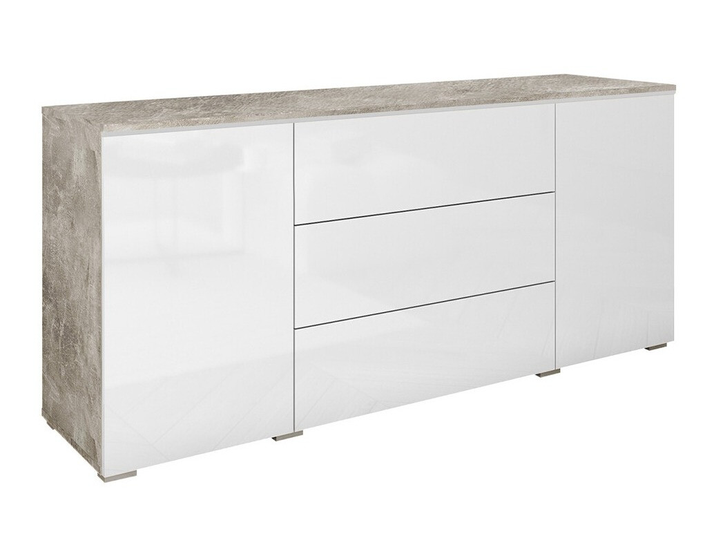 Kumode Mirfivo 102 (Betons + Glancēts balts)