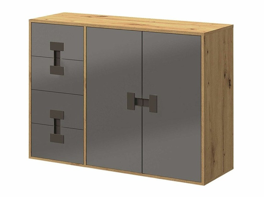 Kumode Florevi 102 (Glancēts pelēks + Artisan ozols)