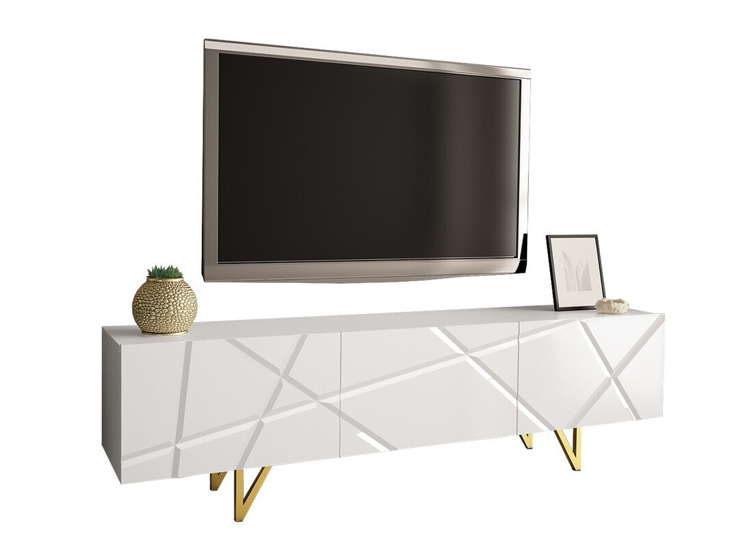 TV galds Audis (Balts + Glancēts balts)
