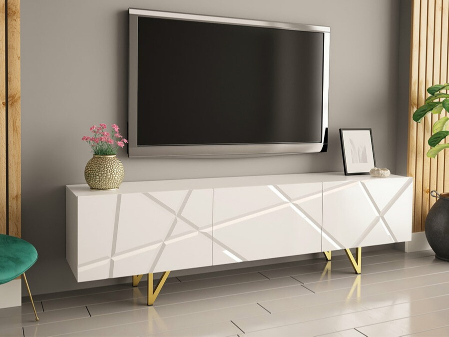 TV galds Audis (Balts + Glancēts balts)