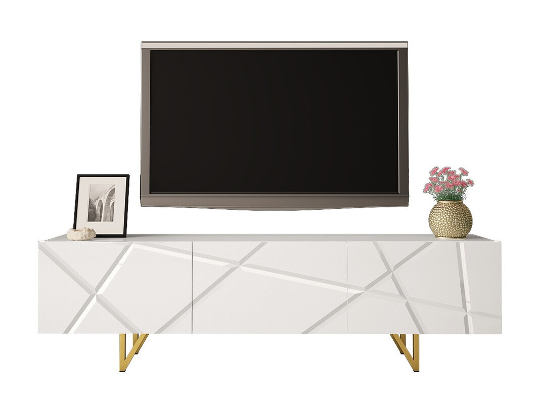 TV galds Audis (Balts + Glancēts balts)