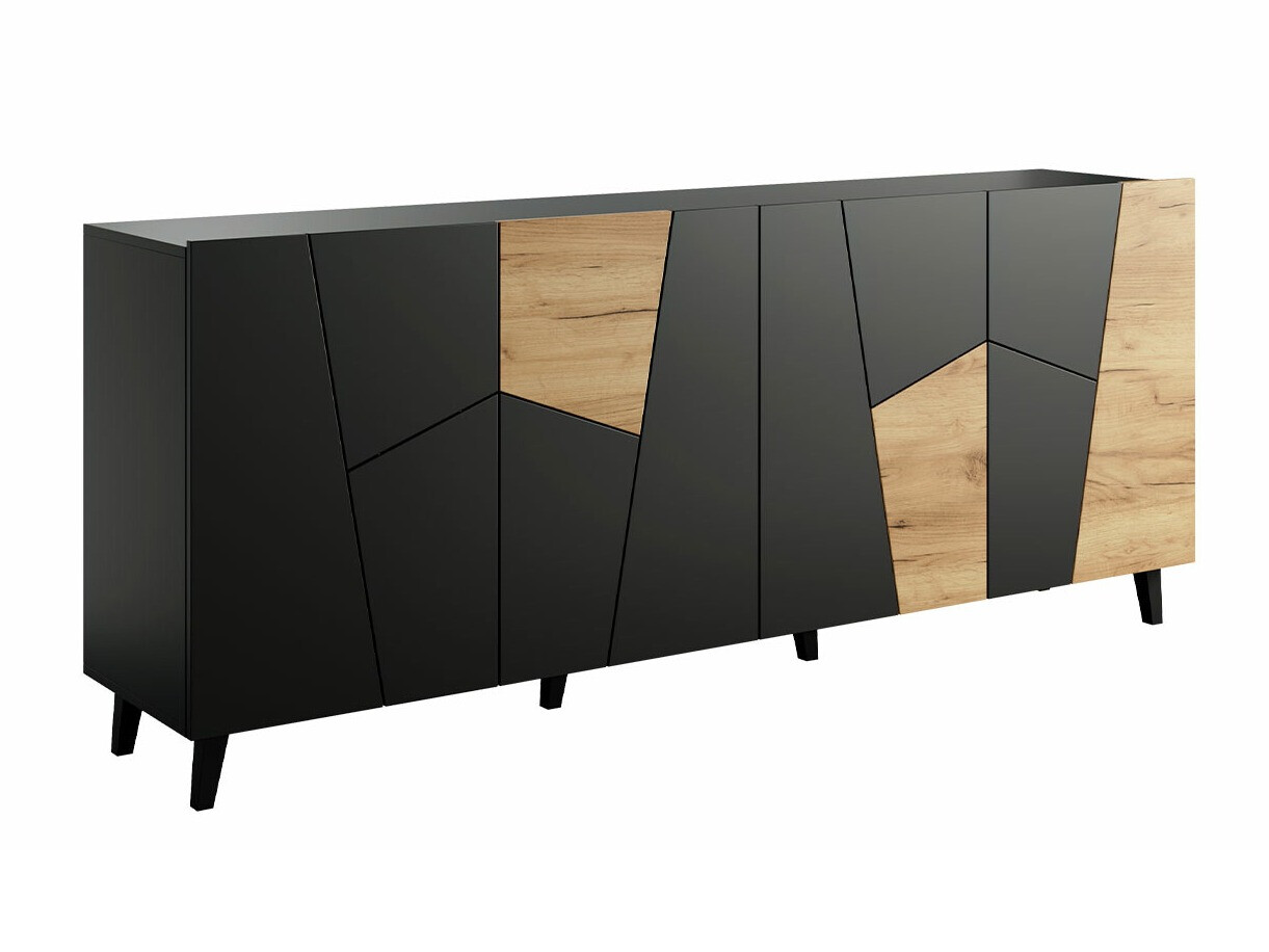Skapis Charlotte 180 (Melns + Craft ozols)