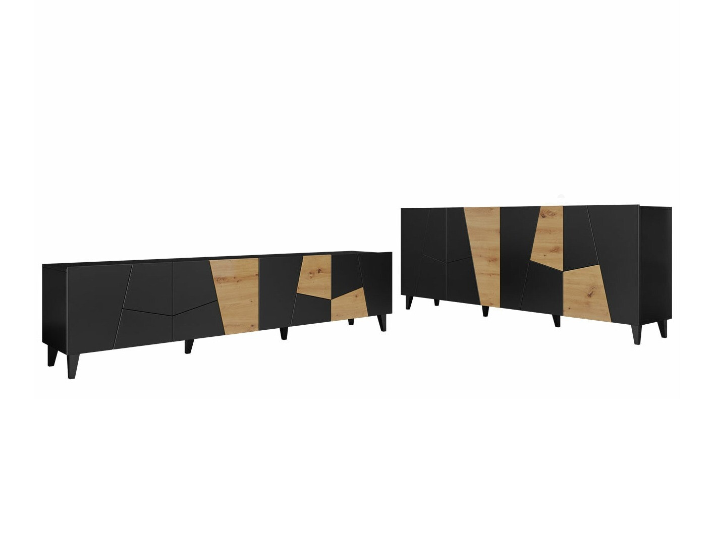Viesistabas komplekts Charlotte 182 (Melns + Craft ozols)