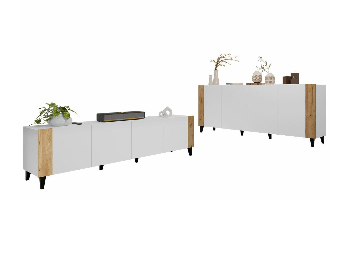 Viesistabas komplekts Charlotte 185 (Balts + Craft ozols)