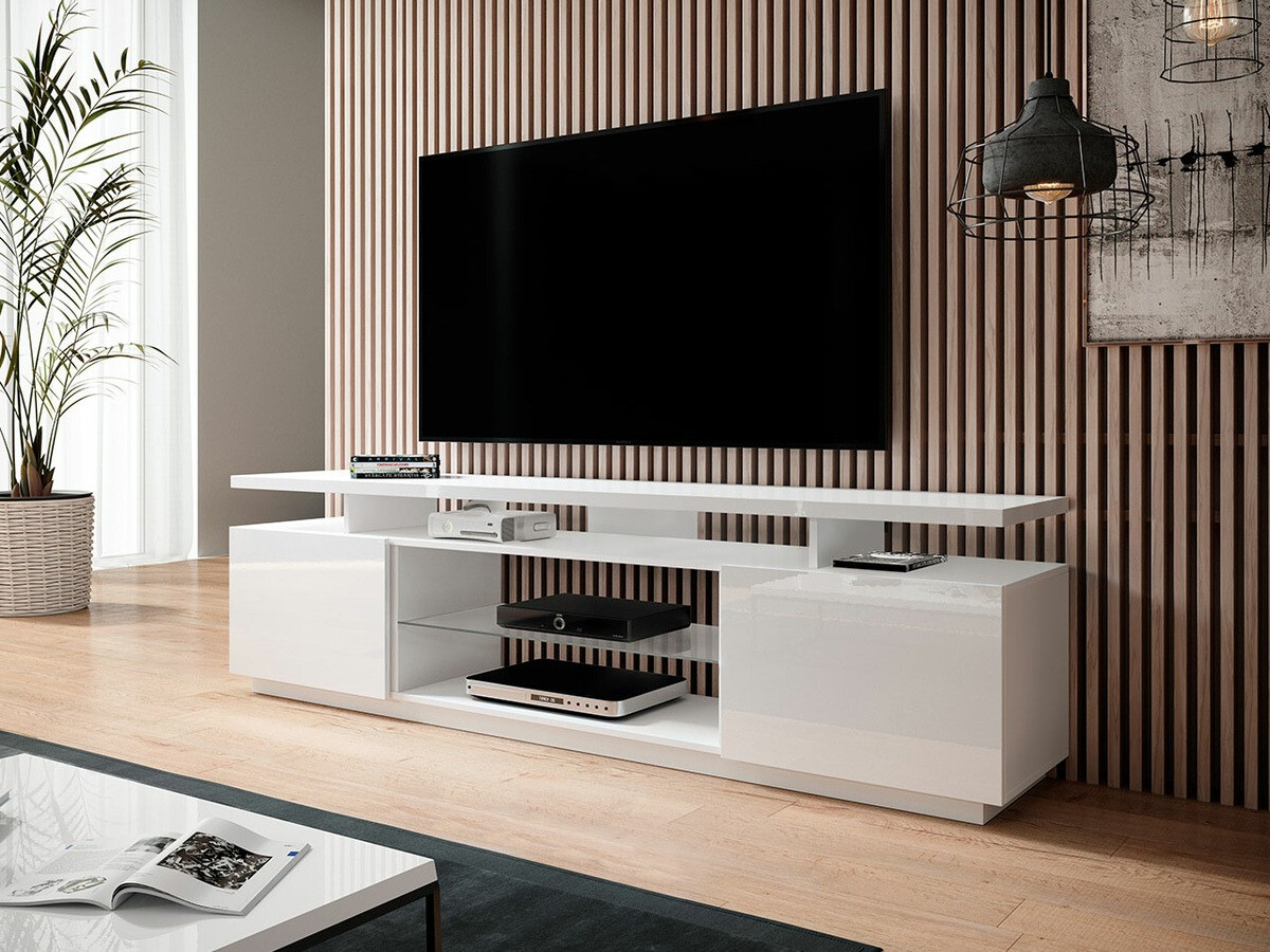 TV galds Figura (Balts + Glancēts balts)