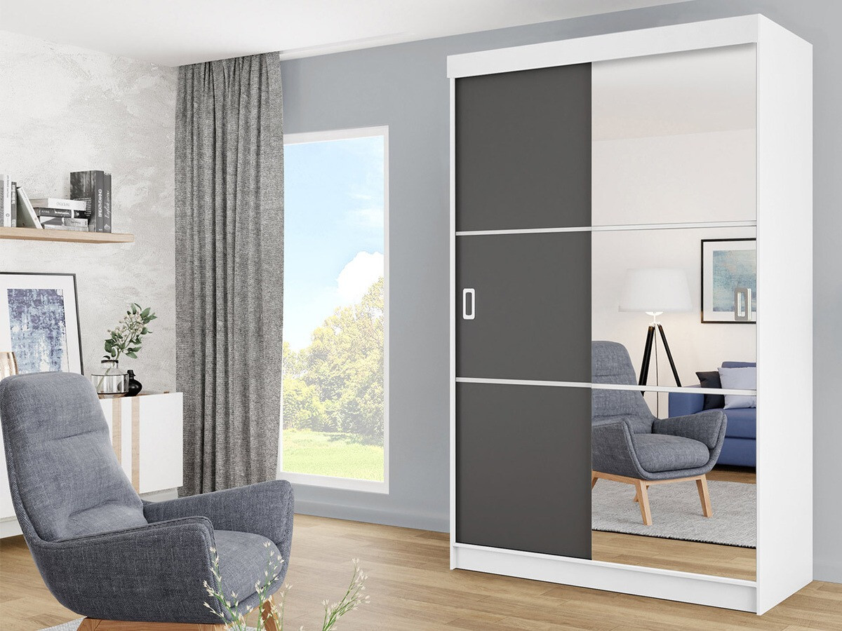 Skapis Dover 111 (Balts + Grafīts)