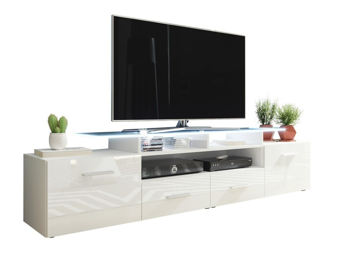 TV galds Charlotte 117 (Balts + Glancēts balts)