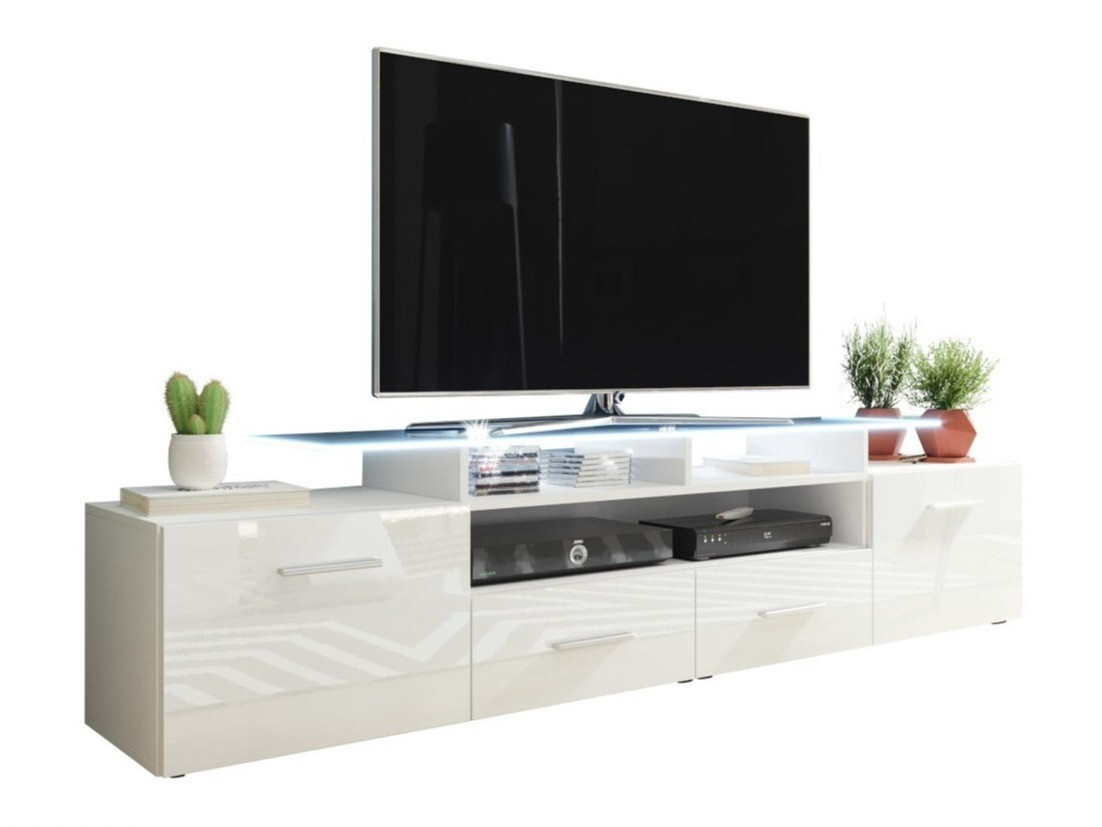 TV galds Charlotte 117 (Balts + Glancēts balts)
