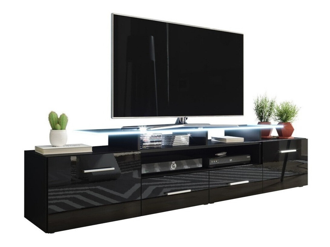 TV galds Charlotte 117 (Melns + Glancēts melns)