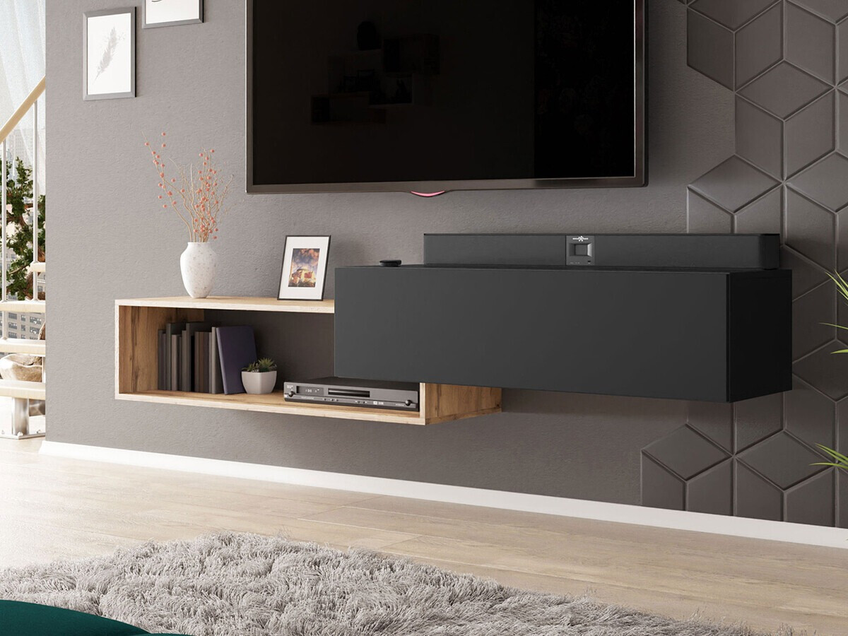 TV galds Pinos (Melns + Votan ozols)
