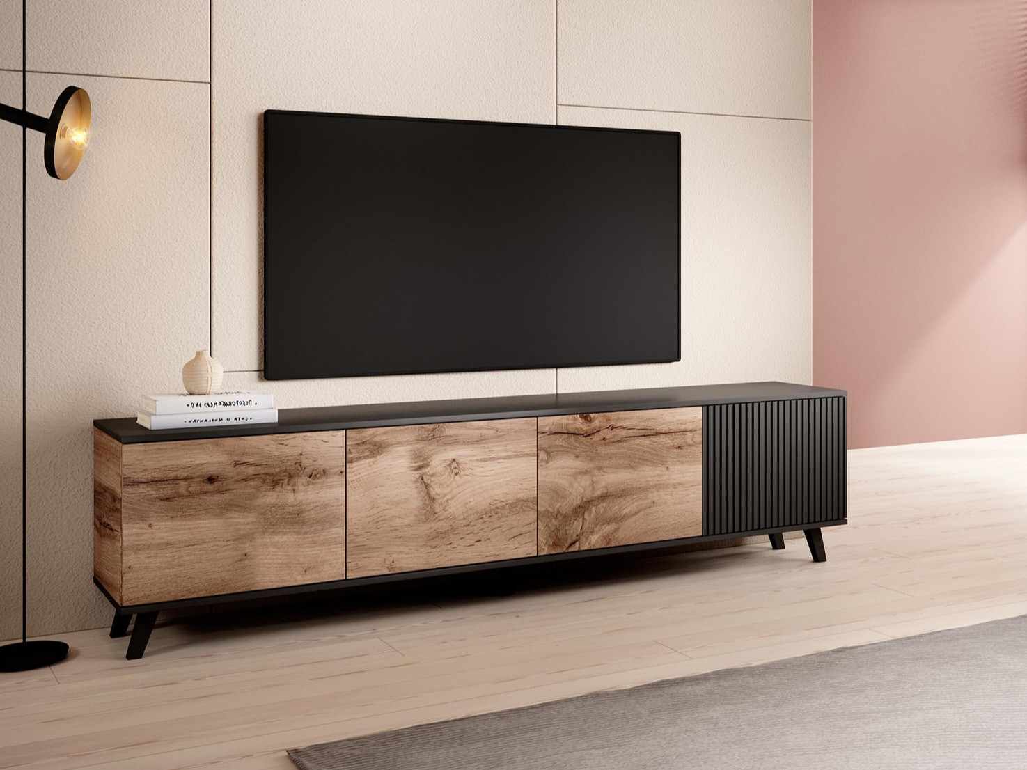 TV galds Luelia 114 (Melns + Votan ozols)