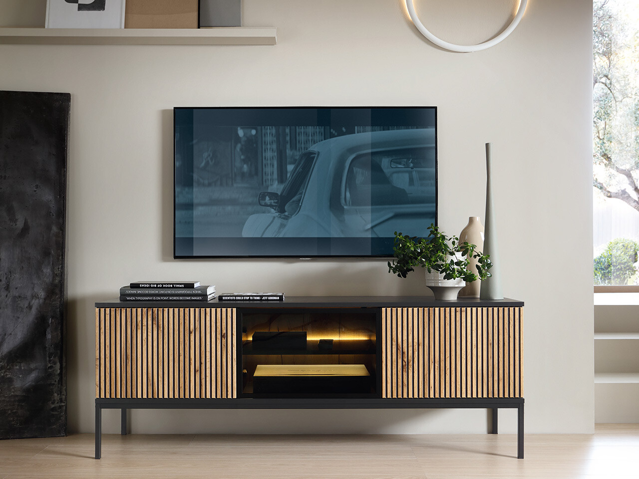TV galds Manal (Melns + Votan ozols)