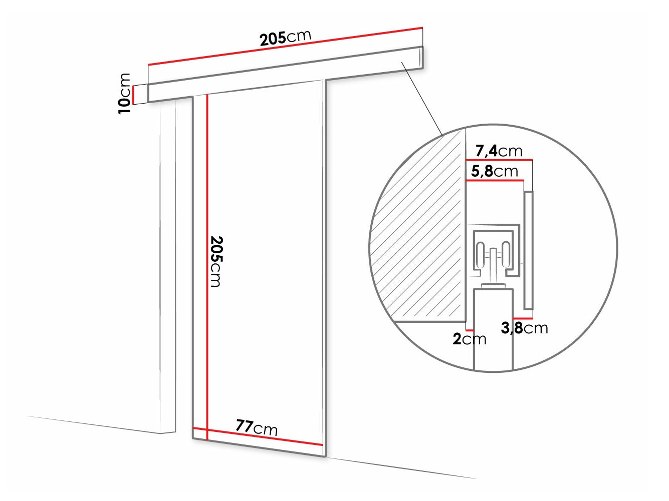 Bīdāmas durvis Closico Fundus II (Melns)